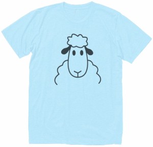 動物　生き物　ヒツジ　羊　Tシャツ　水色