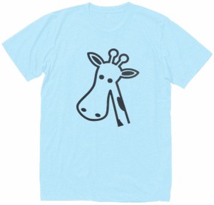 動物　生き物　キリン　Tシャツ　水色