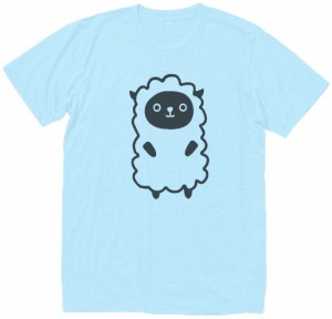 動物　生き物　ヒツジ　羊Tシャツ　水色