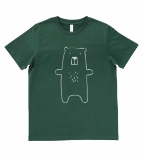 動物　生き物　クマ　熊　Tシャツ　モスグリーン