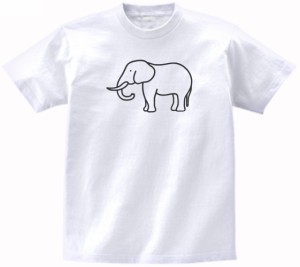 動物　生き物　ゾウ　Tシャツ　白色