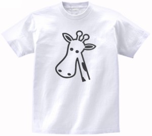 動物　生き物　キリン　Tシャツ　白色