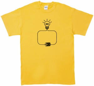 デザイン　おもしろ　豆電球と乾電池の回路　Tシャツ　イエロー