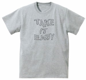 TAKE IT EASY　文字　Tシャツ　グレー