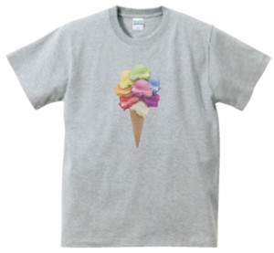 カラフルアイスクリーム　食べ物・飲み物・野菜　Tシャツ　グレー