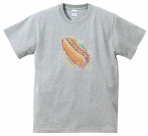 ホットドッグ　食べ物・飲み物・野菜　Tシャツ　グレー