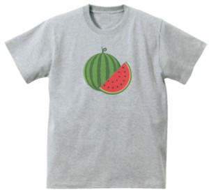 スイカ　食べ物・飲み物　Tシャツ　グレー