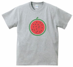 スイカ　食べ物・飲み物・野菜　Tシャツ　グレー