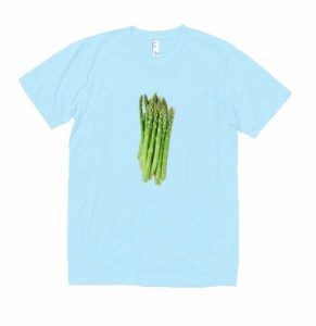 食べ物　野菜　Tシャツ　アスパラガス　水色