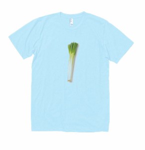 食べ物　野菜　Tシャツ　ネギ　葱　水色