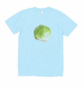 食べ物　野菜　Tシャツ　レタス　水色