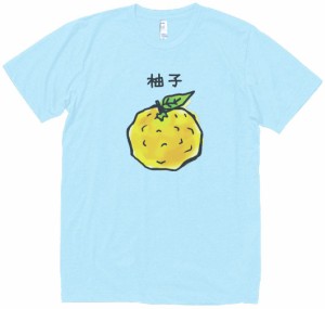 柚子　食べ物・飲み物　Tシャツ　水色