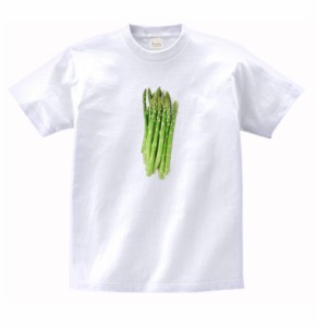 食べ物　野菜　Tシャツ　アスパラガス　白