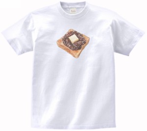 あんバタートースト　食べ物・飲み物　Tシャツ　白色