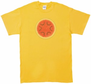 スイカ　食べ物・飲み物・野菜　Tシャツ　イエロー