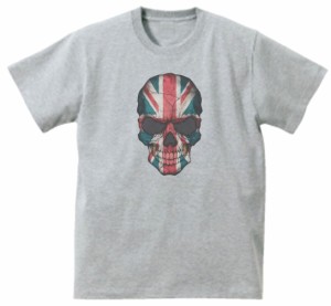 ドクロ　イギリス柄　デザイン・アート　Tシャツ　グレー