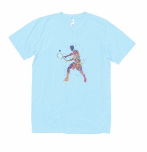 デザイン　Tシャツ　テニスプレーヤー　水色