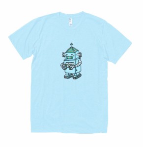 デザイン　Tシャツ　ロボット　水色　水色