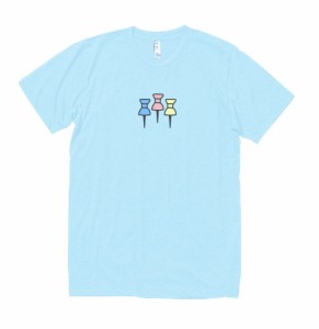 デザイン　Tシャツ　ピン　水色