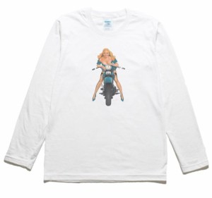 セクシーなバイカー　レトロ　デザイン・アート　長袖Tシャツ　ロングスリーブ