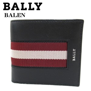 BALLY バリー メンズ財布 2つ折り財布 ボタン小銭入れ有 ブラックxレッド BALEN バレン 6302798 ギフト プレゼント 贈答品