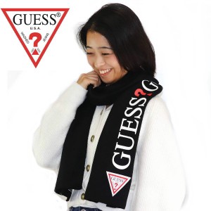 ゲス GUESS マフラー スカーフ ブラック系 縦ロゴ 男女兼用 ユニセックスタイプ 8852DS 2018AW