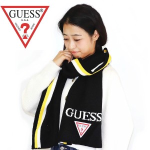 ゲス GUESS マフラー スカーフ イエローｘブラック系 ロゴストライプ 男女兼用 ユニセックスタイプ 8852DS 2018AW