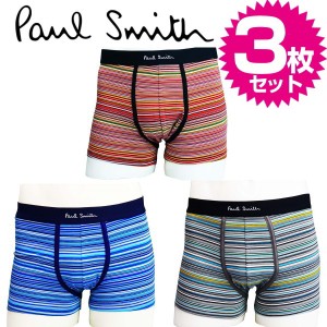 ポールスミス PAUL SMITH ボクサーパンツ トランクス マルチカラー3枚セット ブルー系1枚 レッド系1枚 グレー系1枚 Sサイズ 76〜81cm 1AM