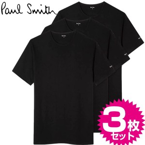 ポールスミス PAUL SMITH アンダーウエア クールネックシャツ コットン100％ ブラック3枚セット Sサイズ
