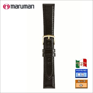 マルマン 紳士皮革バンド カーフ 黒 ステッチ入り 時計際幅 19mm 美錠幅 16mm  DM便利用で送料無料（代引き不可）