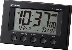 CITIZEN シチズン リズム時計工業 RHYTHM クロック 電波 目覚まし 時計 フィットウェーブスマート ブラック 8RZ166SR02