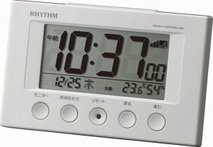 CITIZEN シチズン リズム時計工業 RHYTHM 電波 目覚まし 時計 フィットウェーブスマート ホワイト 8RZ166SR03 ［4903456199341-8RZ166SR0