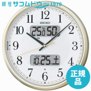 SEIKO CLOCK セイコー クロック 時計 カレンダー温湿度計つき自動点灯アナログ電波掛時計(薄金) KX384S