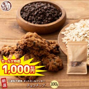 ＼ セール ／ オートミールクッキー(チョコチップ) 【100g×1袋】※割れ欠けあり |  小麦不使用 低GI 低糖質 糖質制限 小腹サポート 食物