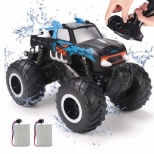 送料無料 ラジコンカー こども向け オフロード 水陸両用 4WD 四輪駆動RCカー リモコンカー 車 防水 2.4GHz無線操作 360回転 人気 誕生日 