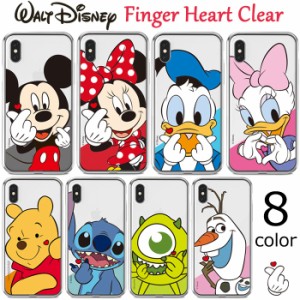 送料無料(速達メール便) Disney Finger Heart Clear ケース iPhone SE3 13 Pro Max mini 12 SE2 11 XS XR X 8 7 Plus Galaxy S10