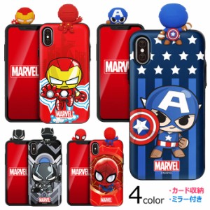 送料無料(速達メール便) MARVEL Figure Mirror Card バンパー ケース iPhone 14 Plus Pro Max SE3 13 mini 12 SE2 11 XS XR X 8 7