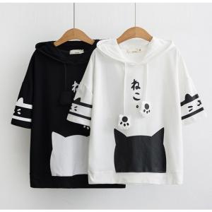 パーカー 多色 半袖 トレーナー レディース スウェット 可愛い 森ガール tシャツ フード付き カジュアル トップス