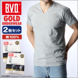 B.V.D. GOLD Vネック メール便送料無料 シャツ VネックTシャツ 2枚セット 綿100％ M/L インナー GF924-2P