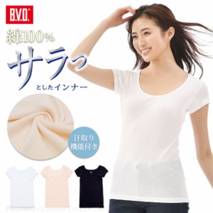 【20%OFF】強撚綿100% 汗取り機能付 1分袖シャツ (M/L/LL) BVD レディース BAJT31
