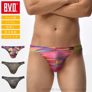 【WEB限定】BVD インゴム Tバック ブリーフ フラワー レインボー カモ 花柄 虹 プリント柄 男性 下着 吸水速乾 RT451