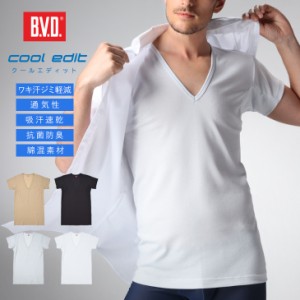 BVD クールエディット ワキ汗対策 22cmVネック2分袖Tシャツ M/L/LL RT701