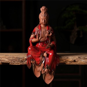 大人気新品 仏教美術 観音像 仏像 開運・招福 総高約19.5cm 観音菩薩像 