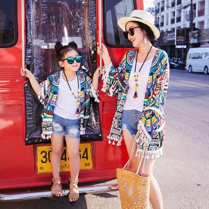 親子お揃い ペアルック カーディガン+ショットパンツ2点セット春夏 親子ペア セットアップ ママ 女の子トップス 親子服 カップル