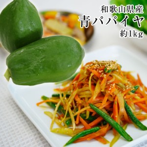 【早割特価！終了後999円】 無農薬栽培 和歌山県産 青パパイヤ 約1kg（1玉）パパイン酵素たっぷり！効能たっぷり！ソムタムやサラダ、き