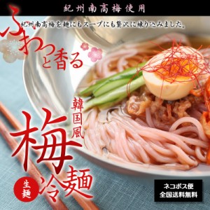 ギフト紀州南高梅使用 韓国風 梅冷麺 4食スープ付 ネコポス【送料無料】麺にもスープにも南高梅肉を練り込んだ弾力のある韓国風冷麺 sum