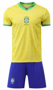 H73 ブラジル代表 サッカーユニフォーム2024-2026年シーズン ホーム 大人用 子供用 上下着 ノーブランド品 番号、個人名は自由にカスタマ