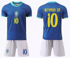 H337 サッカーユニフォーム ブラジル代表2024/2026年シーズン アウェイ ＃10 大人用、子供用 半袖　上下着 ノーブランド品のレプリカ
