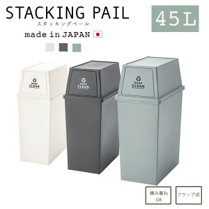 ゴミ箱 おしゃれ スリム スタッキングペール 45L ダストボックス 屋外 屋内 スタッキング キッチン フラップロック マット ふた付  蓋付