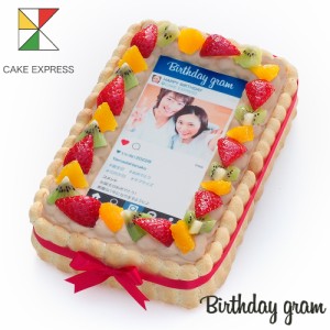 インスタグラム風写真ケーキ S フルーツ生チョコクリーム 22×14cm バースデーケーキ 誕生日ケーキ 【送料無料】